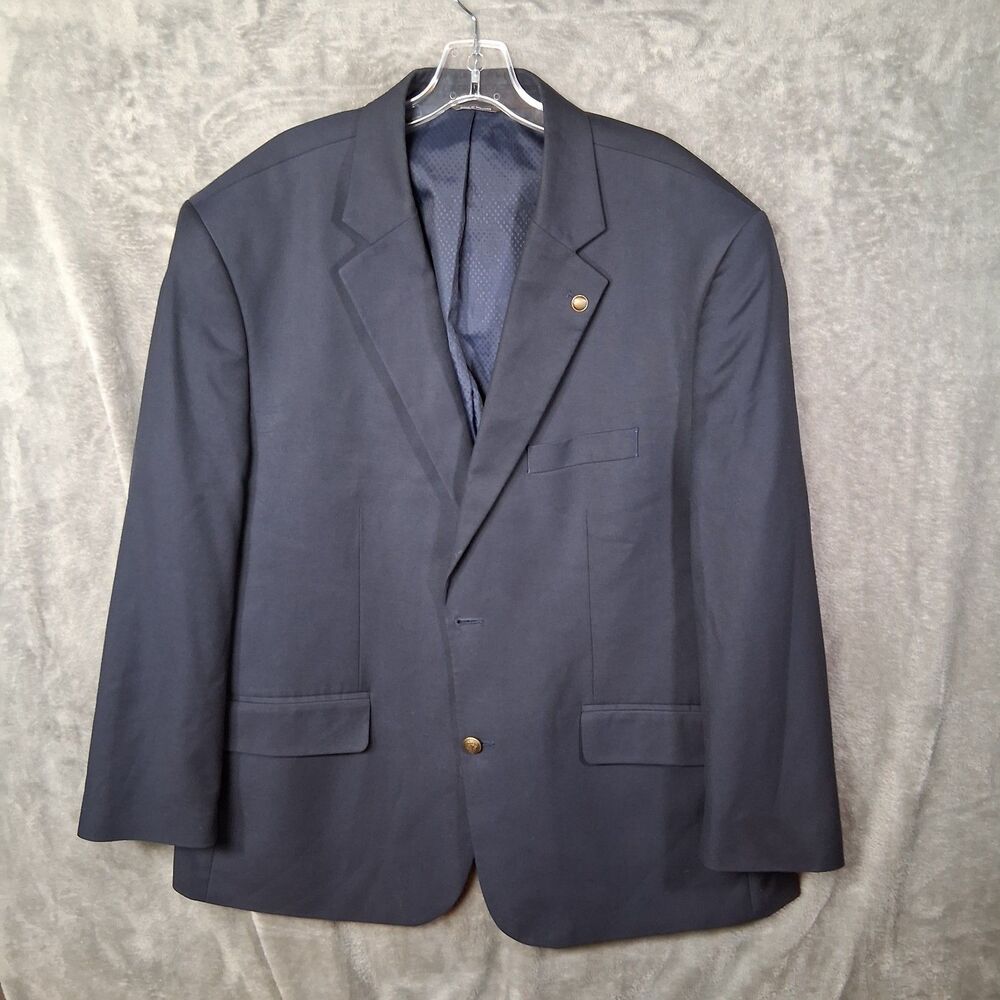 Oak Hill Blazer Mens 48r Navy Blue Gold Steel Buttons Single Breasted‎ Vented